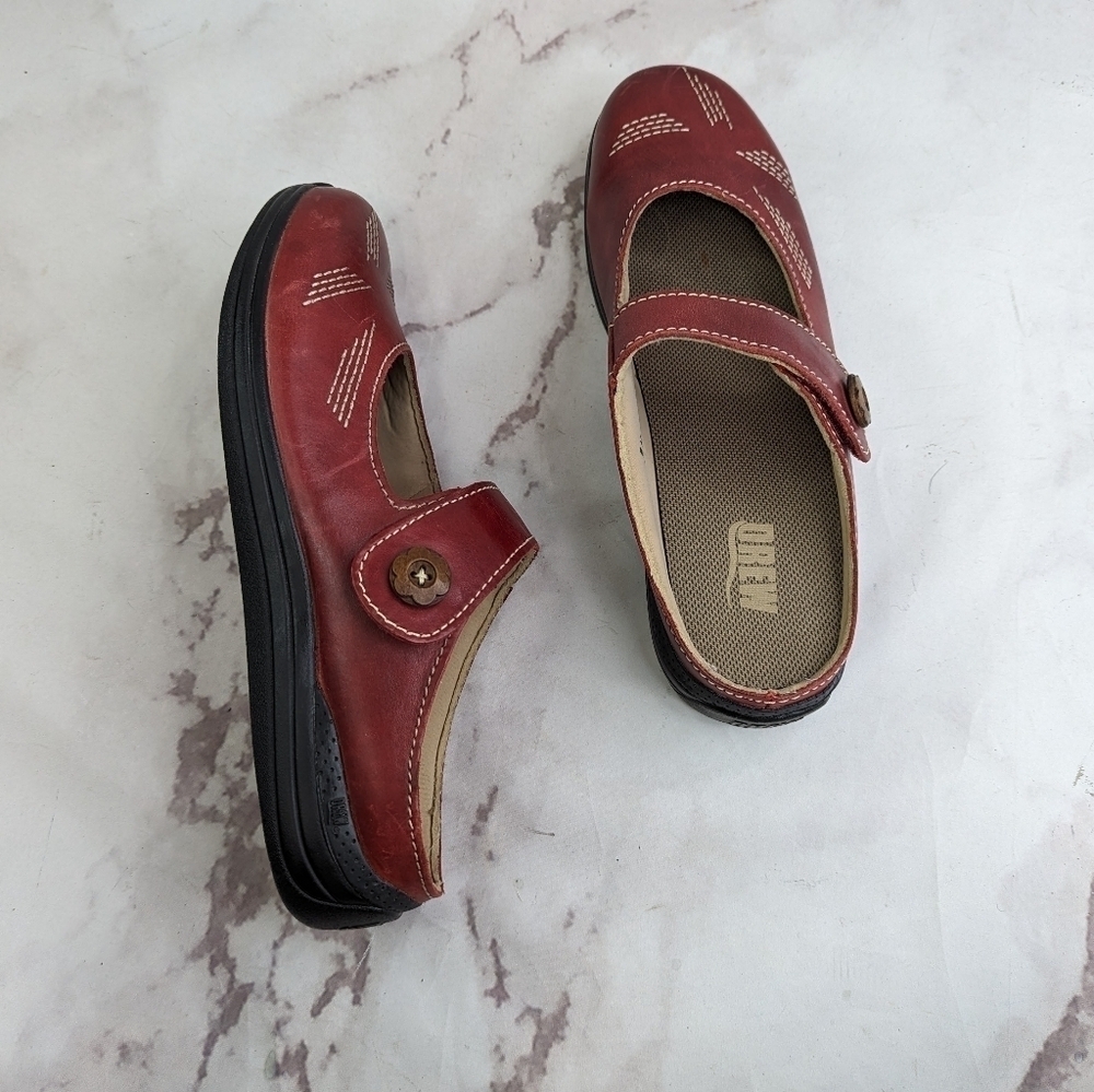 Drew Mary Jane Womens Size 38 US 8 Red Shoes Sandal Slip On Button Hook Shoes - Picture 11 of 11